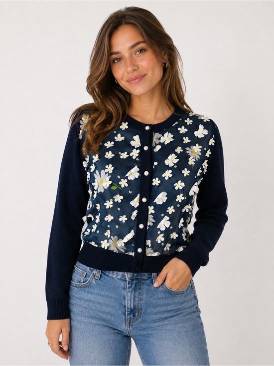 Karl Lagerfeld Sweaters - Karl Lagerfeld Paris appliquéd crop cardigan